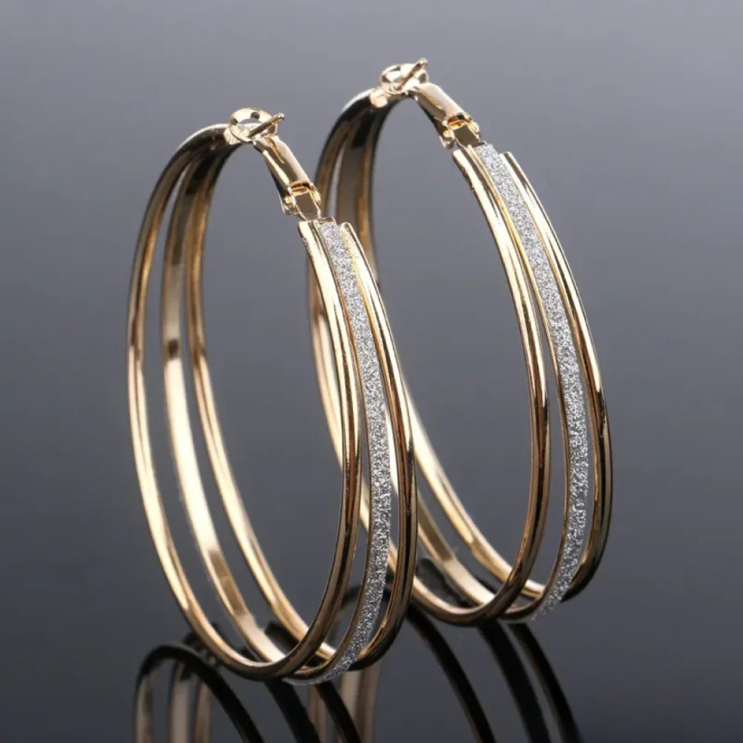 Vintage Gold Hoop Earrings – Classic Textured Finish