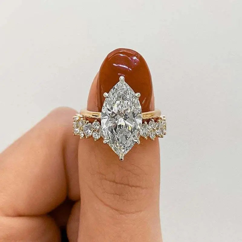 Marquise Stone Gold Ring – Elegant Solitaire, Sizes 5 to 11