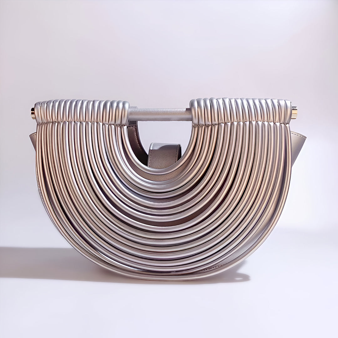 Half-Moon Shoulder Bag for Women – Metallic Evening Handbag