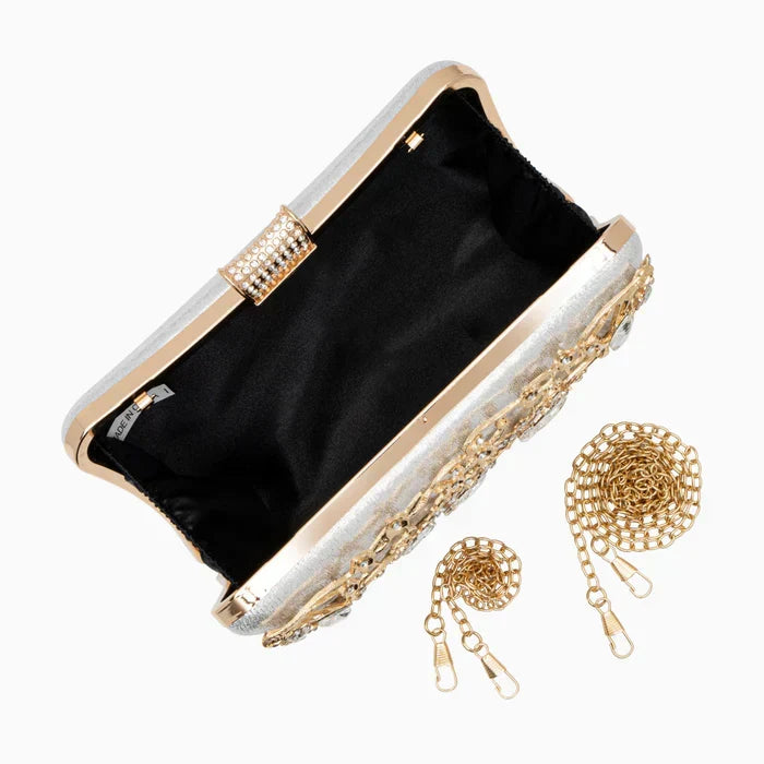 Rhinestone Synthetic Leather Clutch Bag for Women – Evening Party Bag