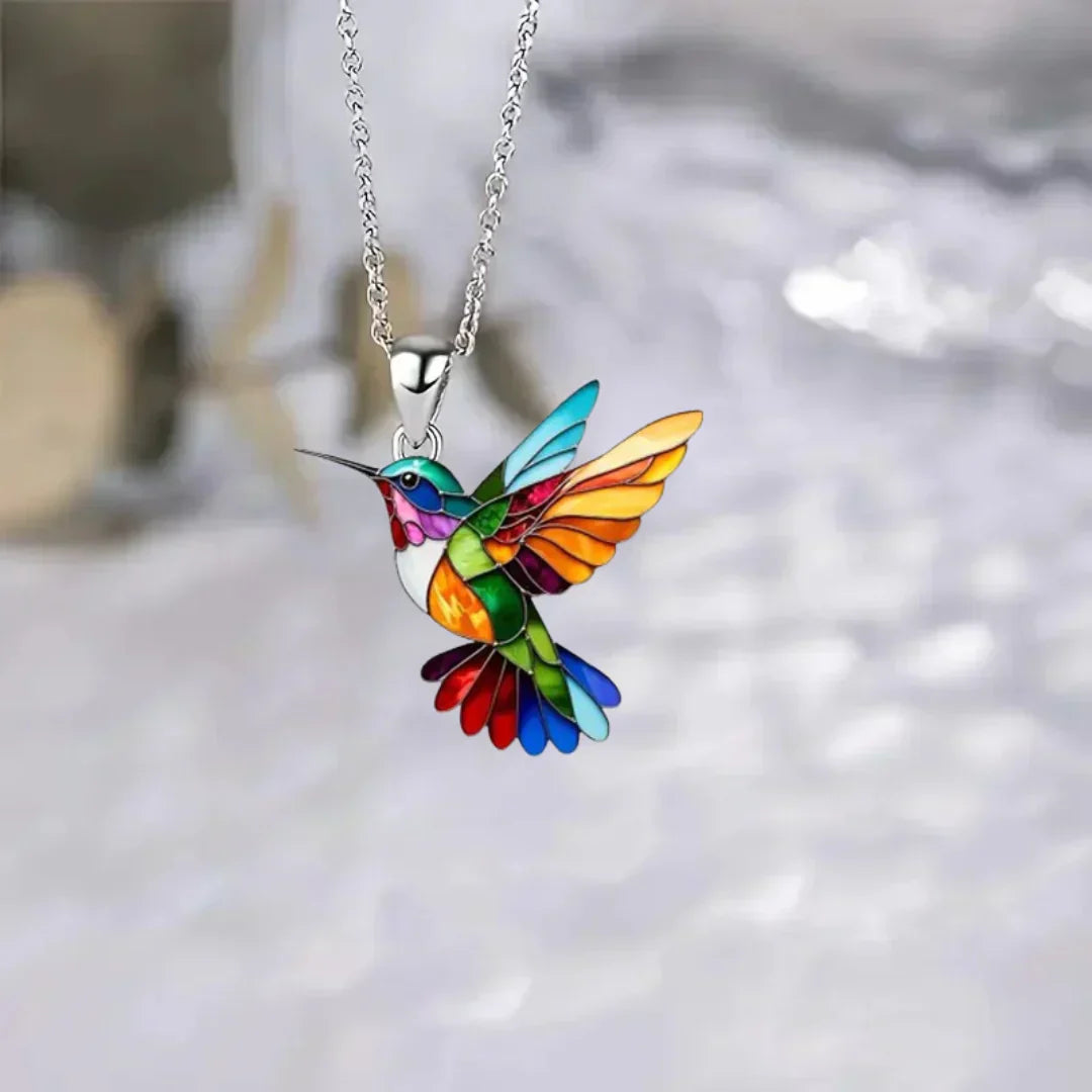 Hummingbird Pendant Necklace with Matching Earrings – Gift Set