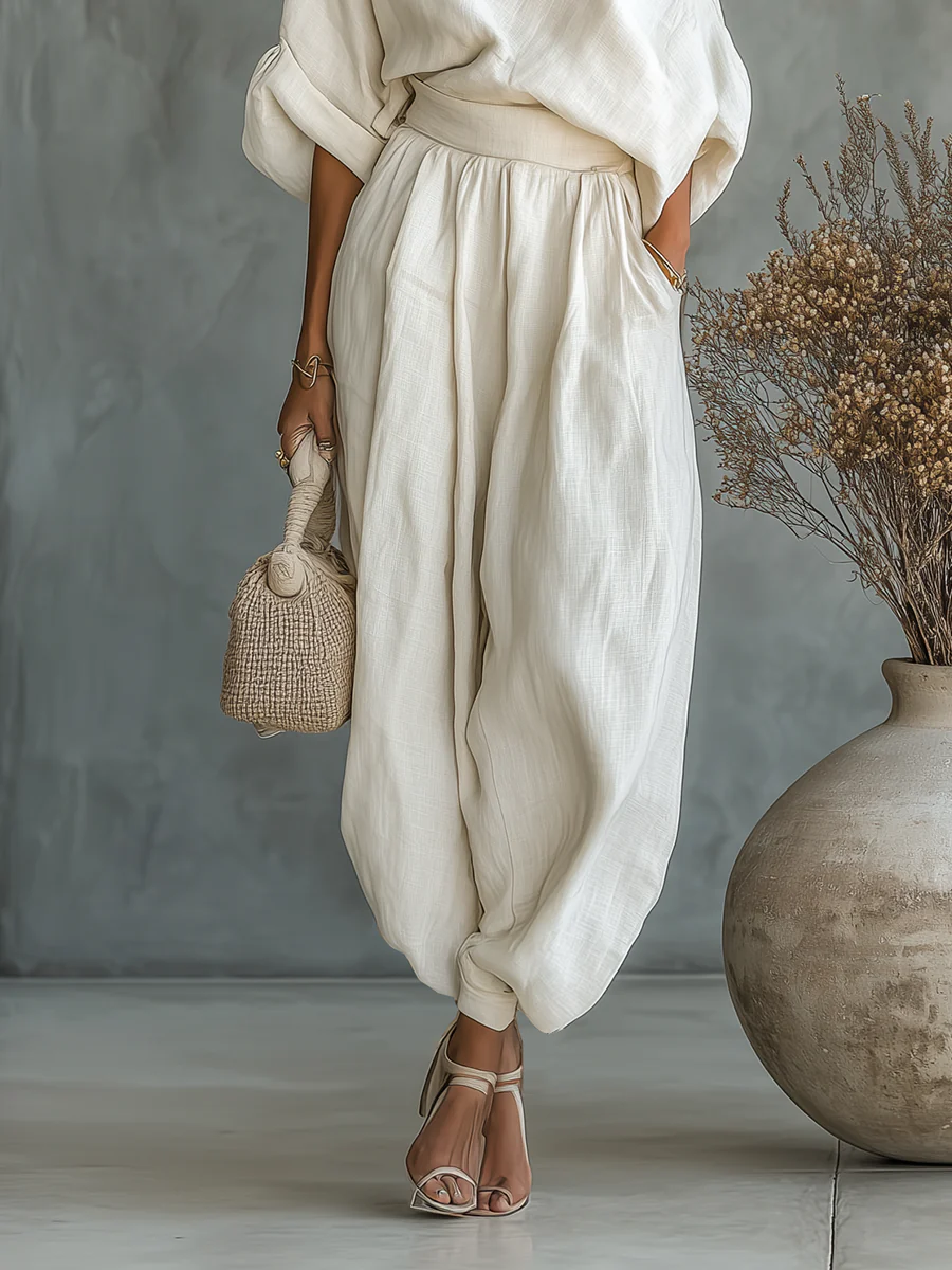Avery Off-shoulder Top and Tapered Pants Set