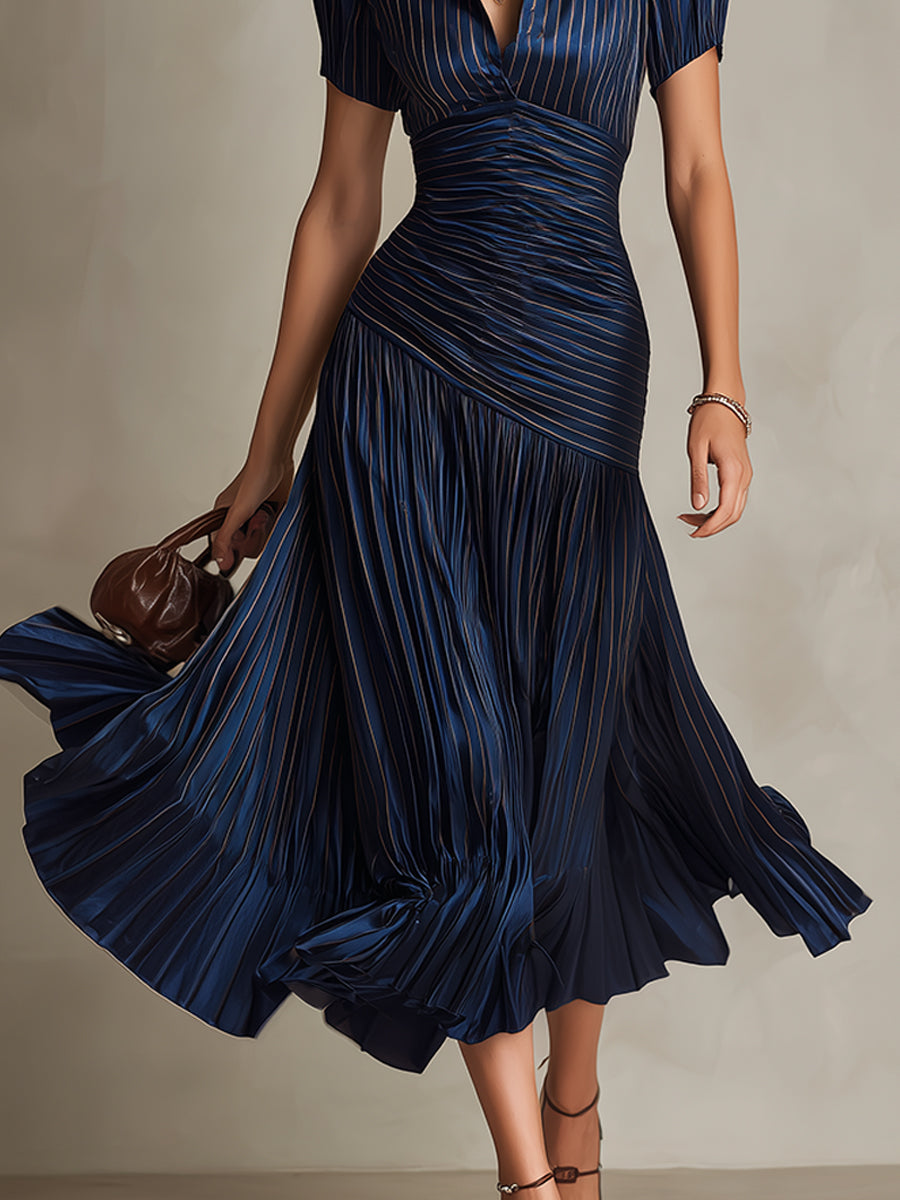 Striped Satin Midi Dress | Adriana