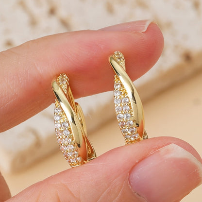 Korean Link Drop Earrings – 18K Gold Vermeil with Zircon