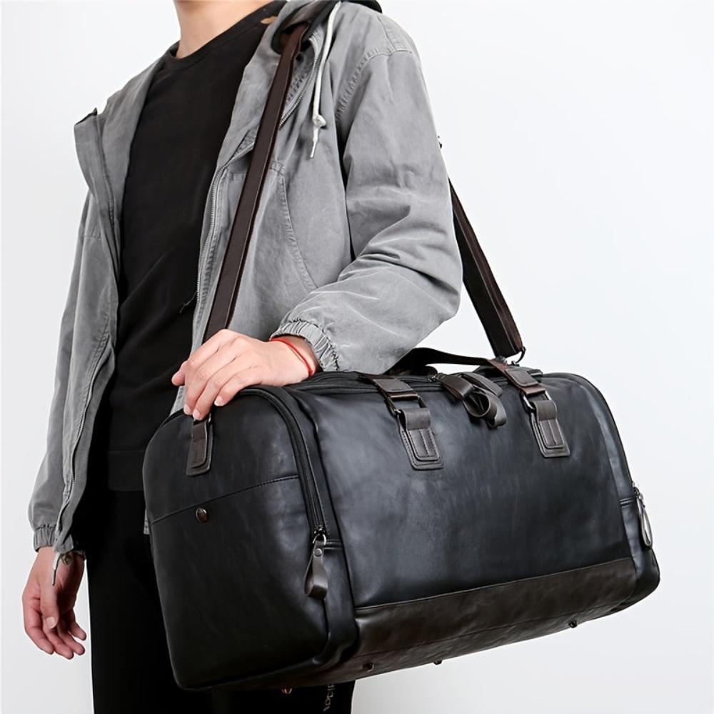 Genuine Leather Travel Duffle Bag – Weekender Holdall