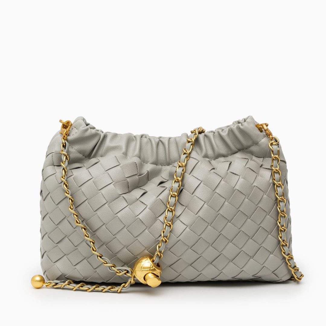 Vegan Leather Cloud Shoulder Bag for Women – Woven Strap Bag