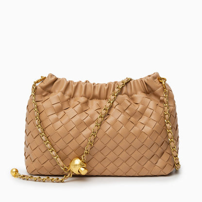 Vegan Leather Cloud Shoulder Bag for Women – Woven Strap Bag