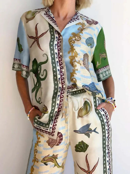 Talia Deep Sea Floral Print Set