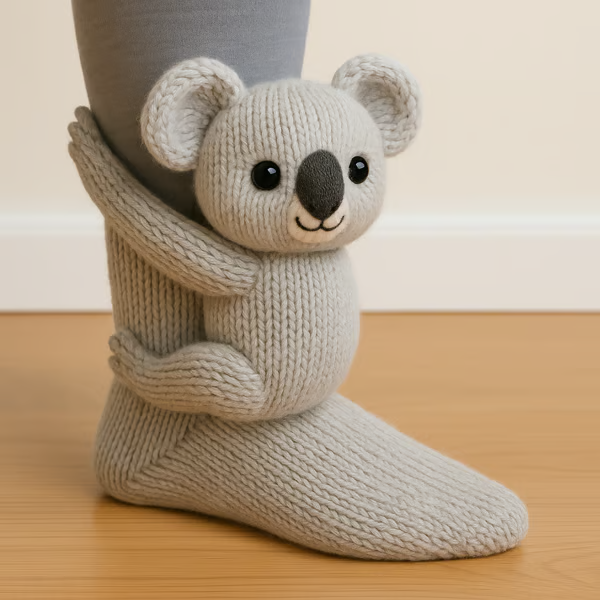 Fun 3D Animal Cosy Socks – Non-Slip Sole, One Size