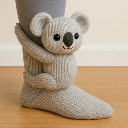 Fun 3D Animal Cosy Socks – Non-Slip Sole, One Size