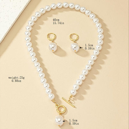 Vintage Baroque Pearl Necklace and Earrings Set – Gold Tone
