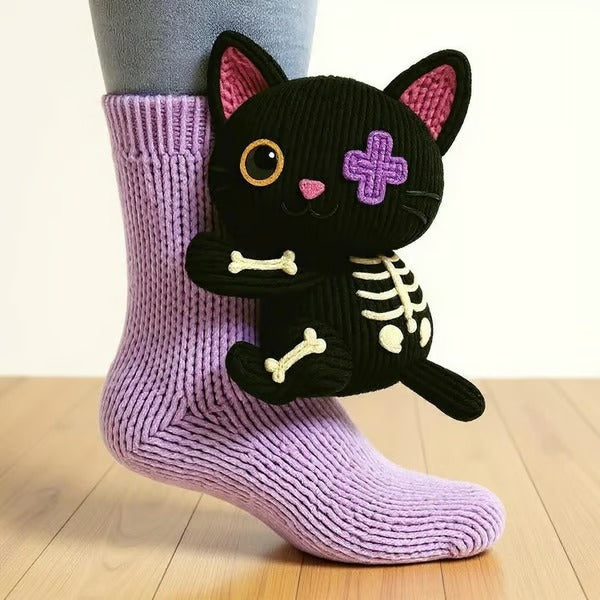 Fun 3D Animal Cosy Socks – Non-Slip Sole, One Size