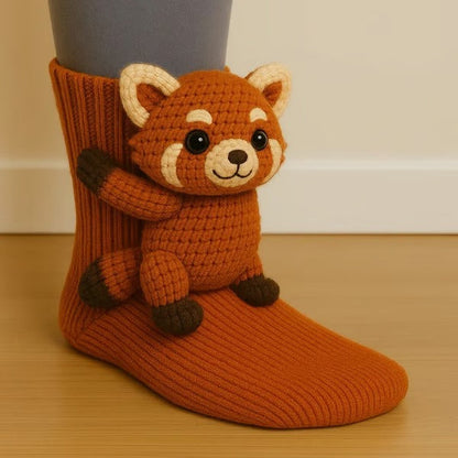 Fun 3D Animal Cosy Socks – Non-Slip Sole, One Size