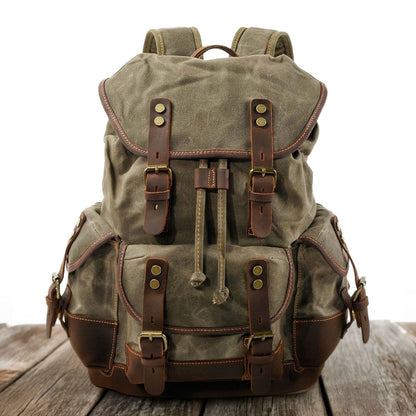 Waxed Canvas & Genuine Leather Hiking Backpack – 18L Rucksack | John