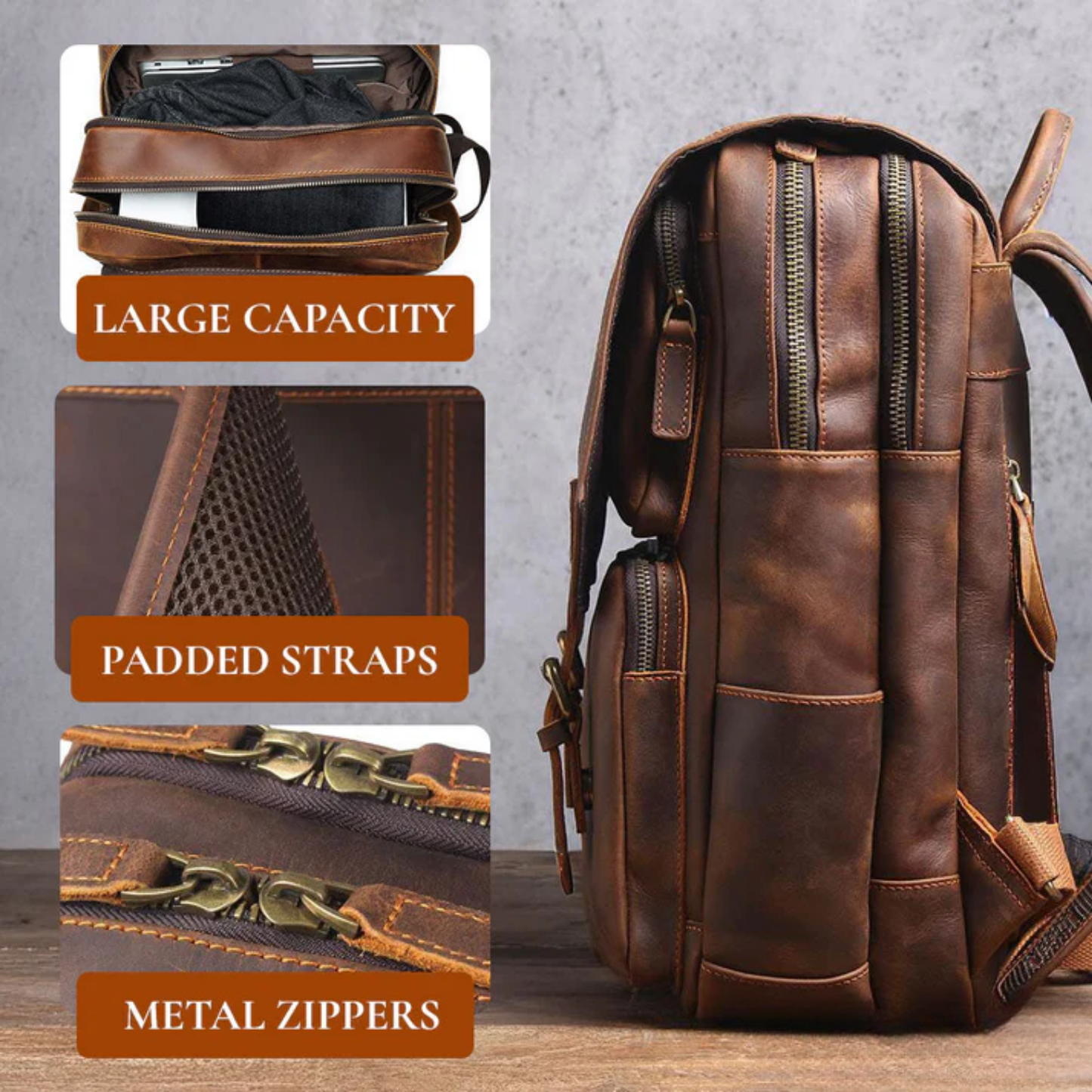 Genuine Leather Travel Backpack – Retro Vintage Rucksack | Robert