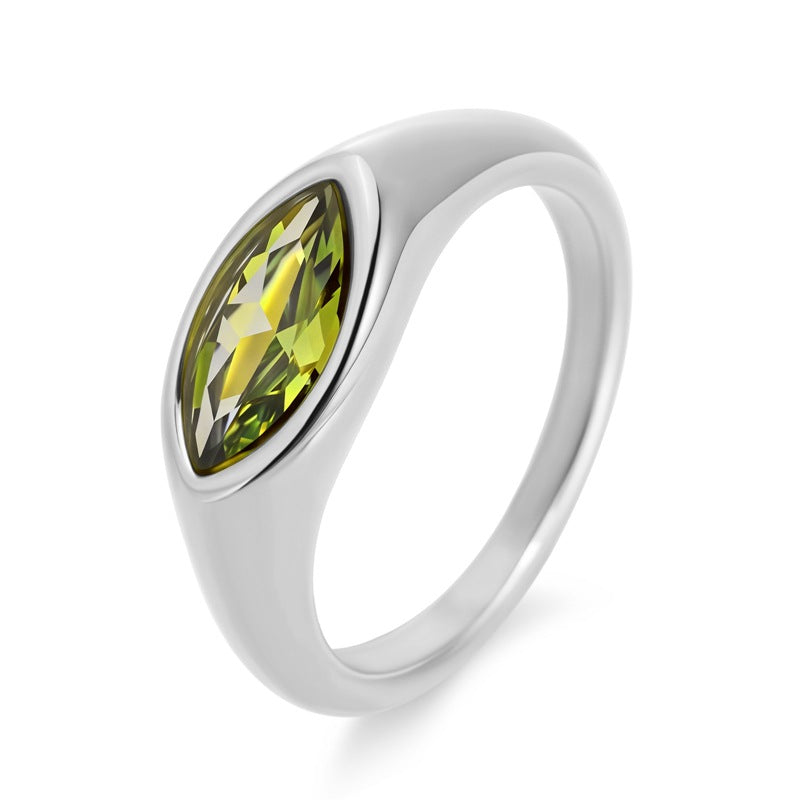 Majestic Contour Ring – Platinum Plated Marquise Dome Statement Ring