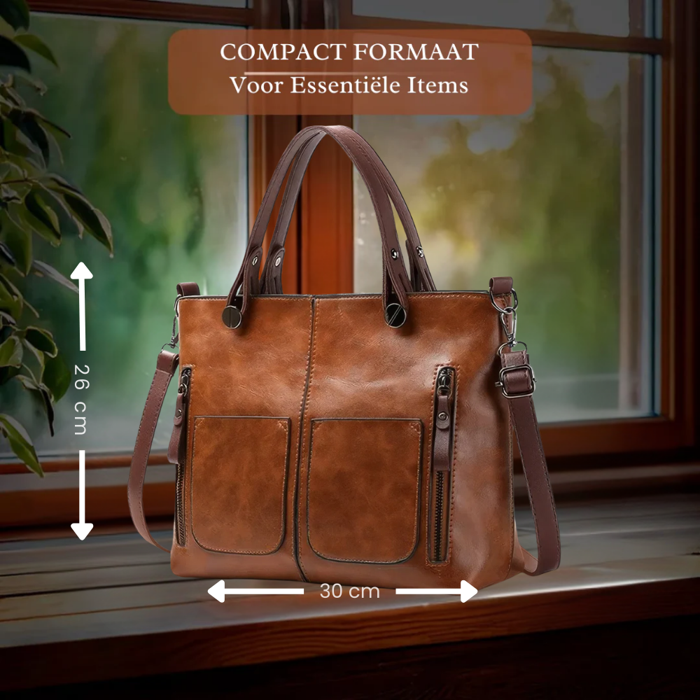 Genuine Leather Work Bag for Women – Spacious Tote with Compartments