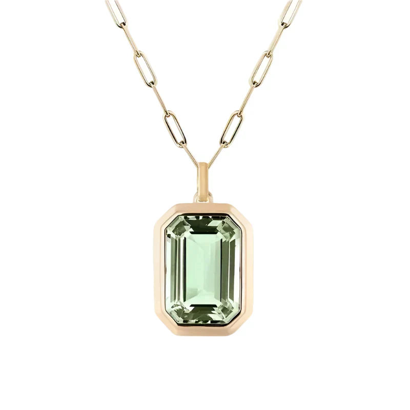 Sarina Emerald Necklace – Green Stone Pendant on Fine Chain