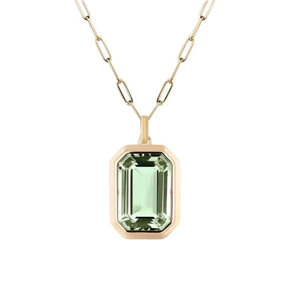 Sarina Emerald Necklace – Green Stone Pendant on Fine Chain