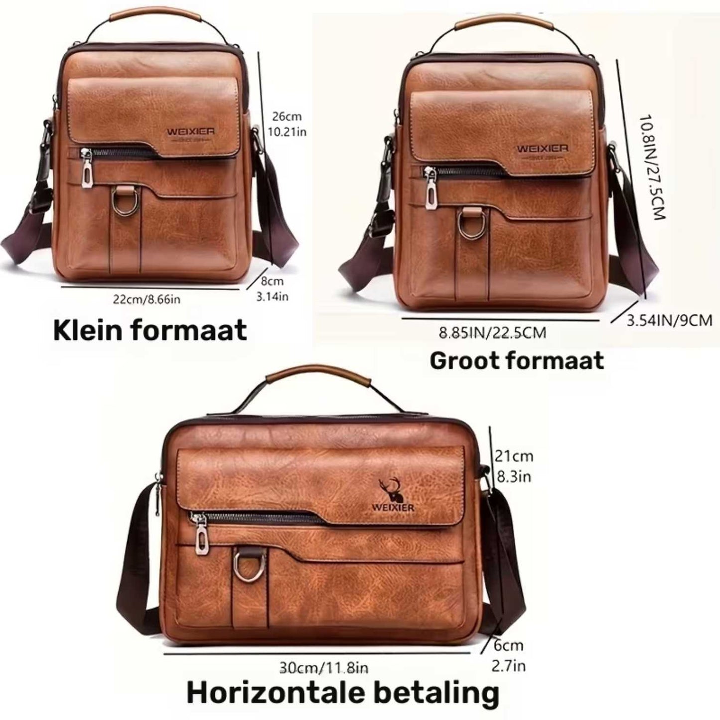 Genuine Leather Shoulder Bag – Sturdy Vintage Crossbody Bag