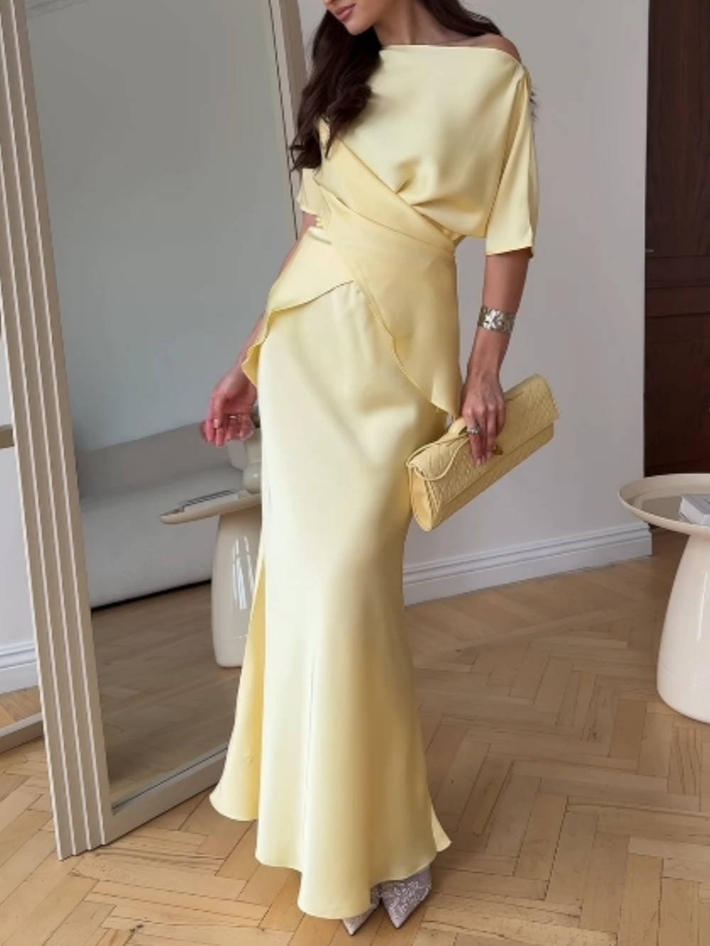 Glecy Off-Shoulder Top and Skirt Set