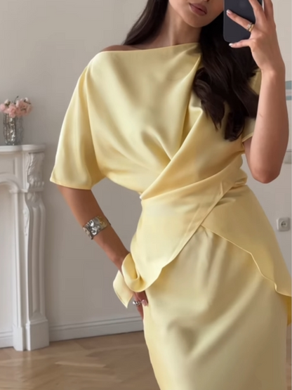 Glecy Off-Shoulder Top and Skirt Set