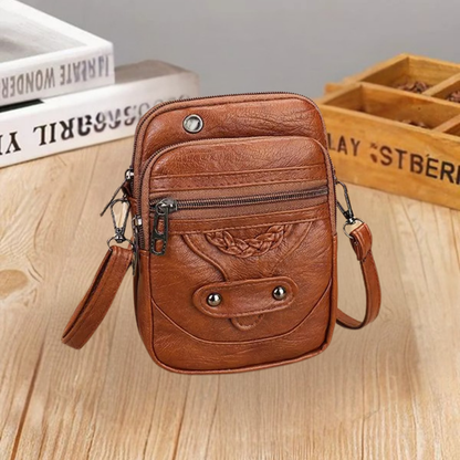 Genuine Leather Shoulder Bag for Women – Compact Vintage Crossbody Bag
