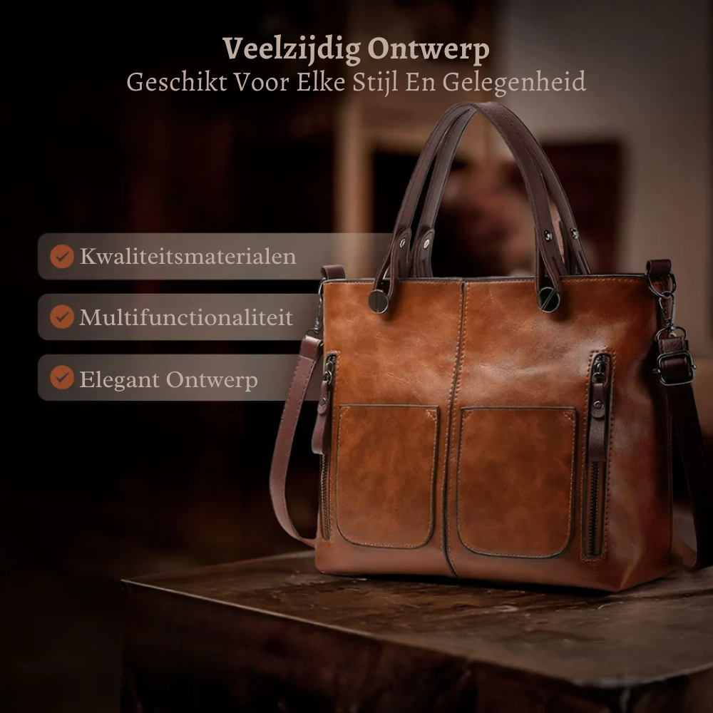 Genuine Leather Work Bag for Women – Spacious Tote with Compartments