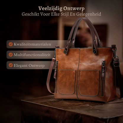 Genuine Leather Work Bag for Women – Spacious Tote with Compartments