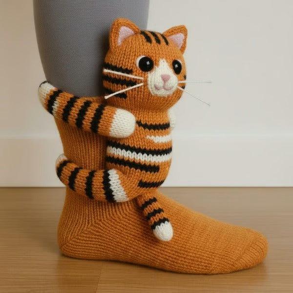 Fun 3D Animal Cosy Socks – Non-Slip Sole, One Size