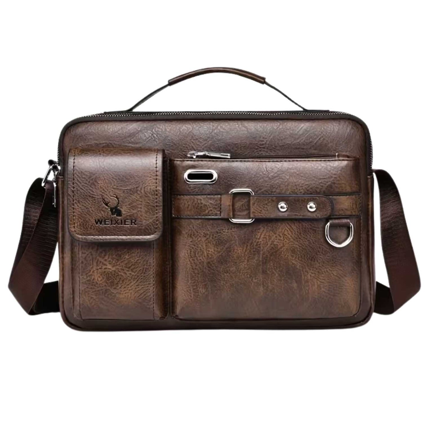 Genuine Leather Crossbody Bag for Men – Compact Messenger Shoulder Bag