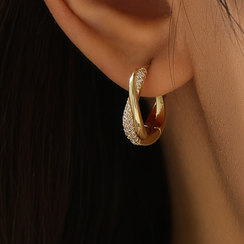 Korean Link Drop Earrings – 18K Gold Vermeil with Zircon