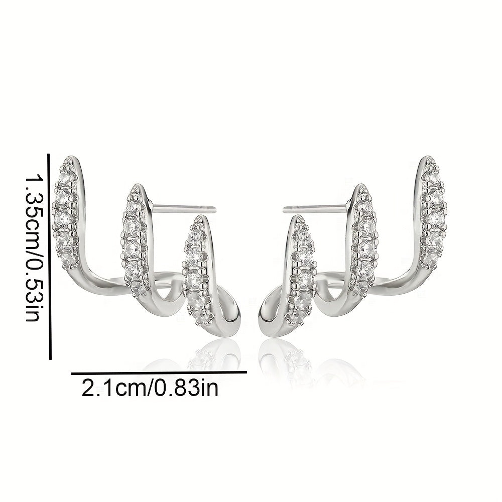 Triple Claw Rhinestone Earrings – Elegant Drop in Silver or Gold