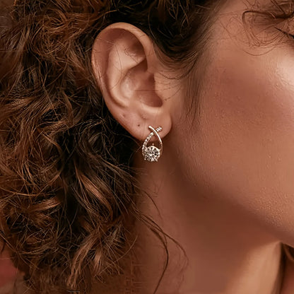 Zirconia Cross Stud Earrings – Gold Cross Design
