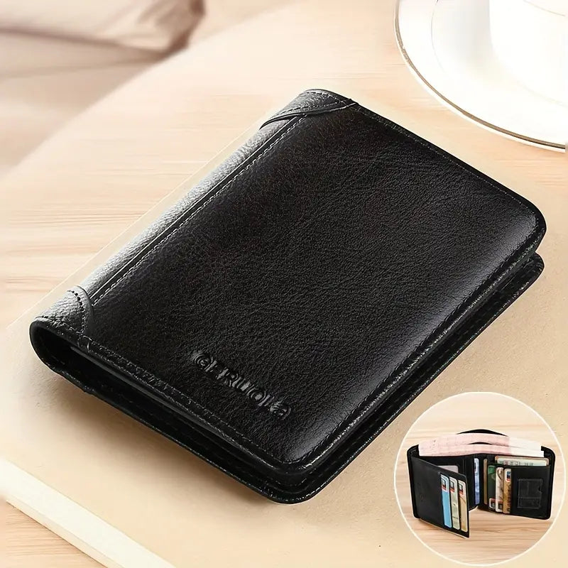 Genuine Leather RFID Wallet – Men's Slim Bifold Card Wallet
