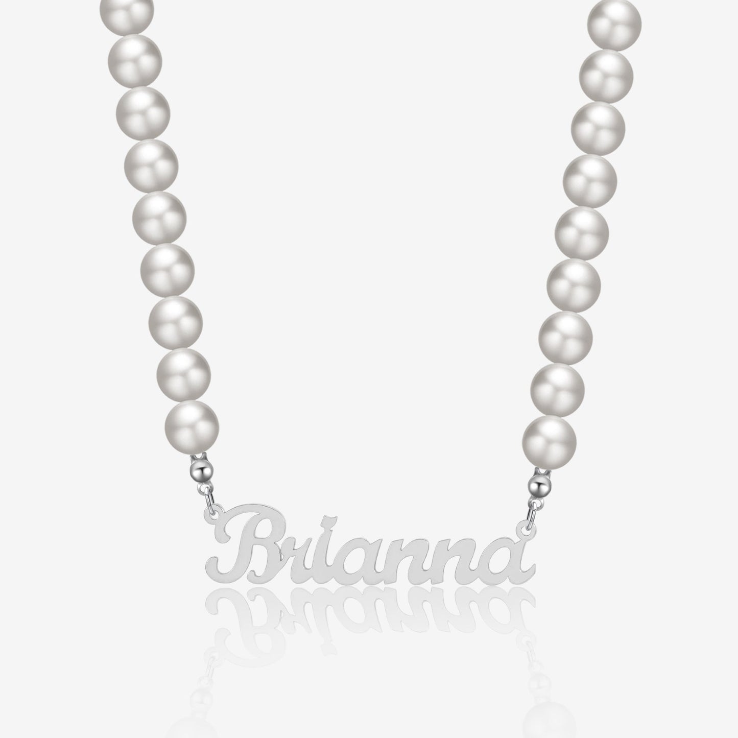 Custom Name Necklace w/ Pearl Chain