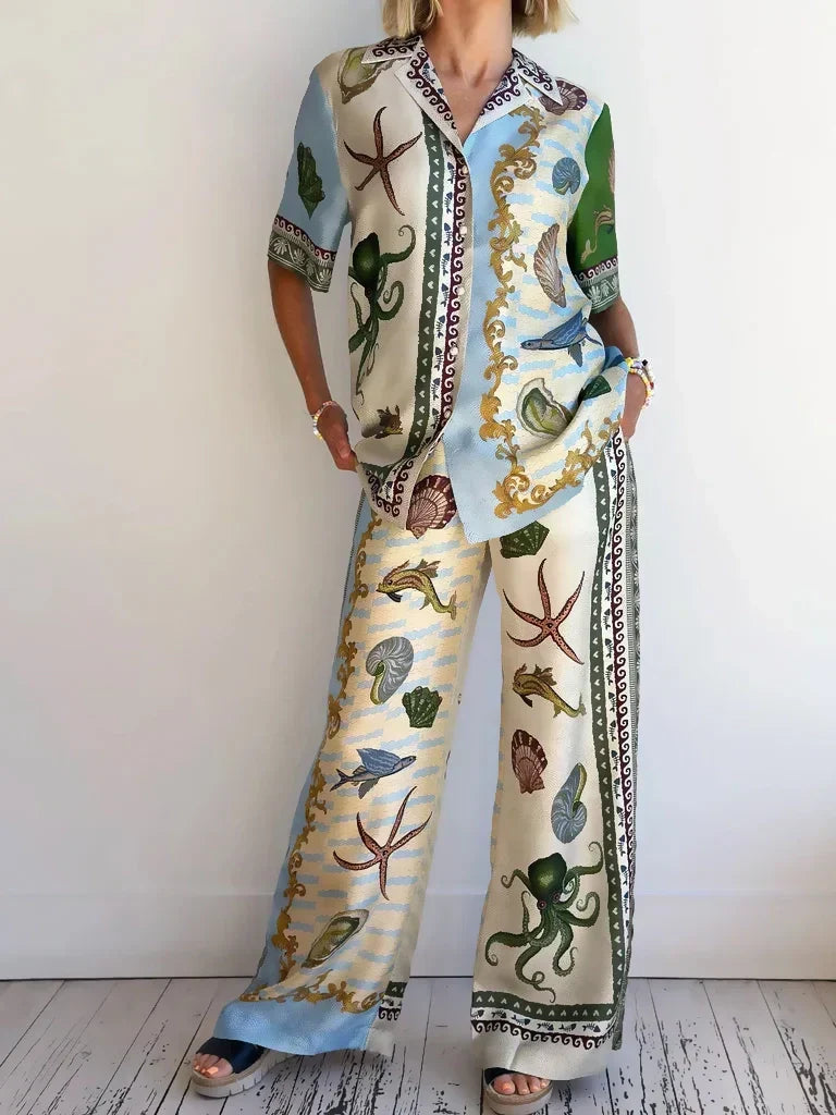 Talia Deep Sea Floral Print Set