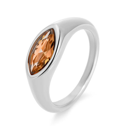 Majestic Contour Ring – Platinum Plated Marquise Dome Statement Ring