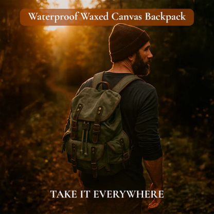 Waxed Canvas & Genuine Leather Hiking Backpack – 18L Rucksack | John