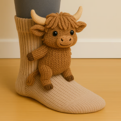 Fun 3D Animal Cosy Socks – Non-Slip Sole, One Size