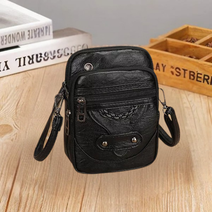 Genuine Leather Shoulder Bag for Women – Compact Vintage Crossbody Bag
