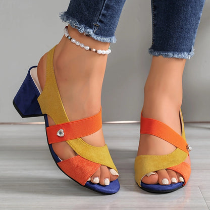 Elara | Women's Cross Strap Block Heel Pumps