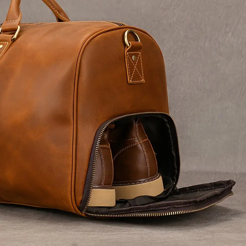 Genuine Leather Travel Bag – Large Weekender Holdall