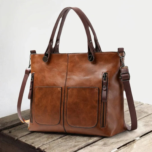 Genuine Leather Work Bag for Women – Spacious Tote with Compartments | Ilse