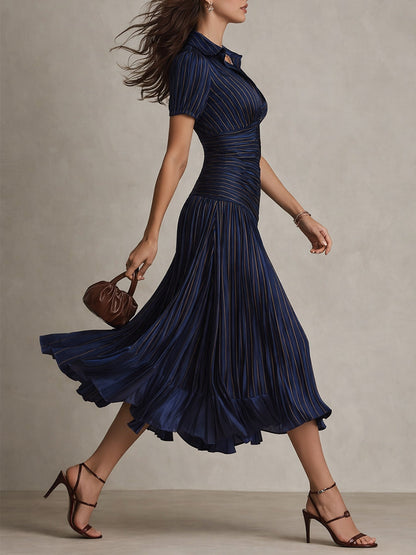 Striped Satin Midi Dress | Adriana