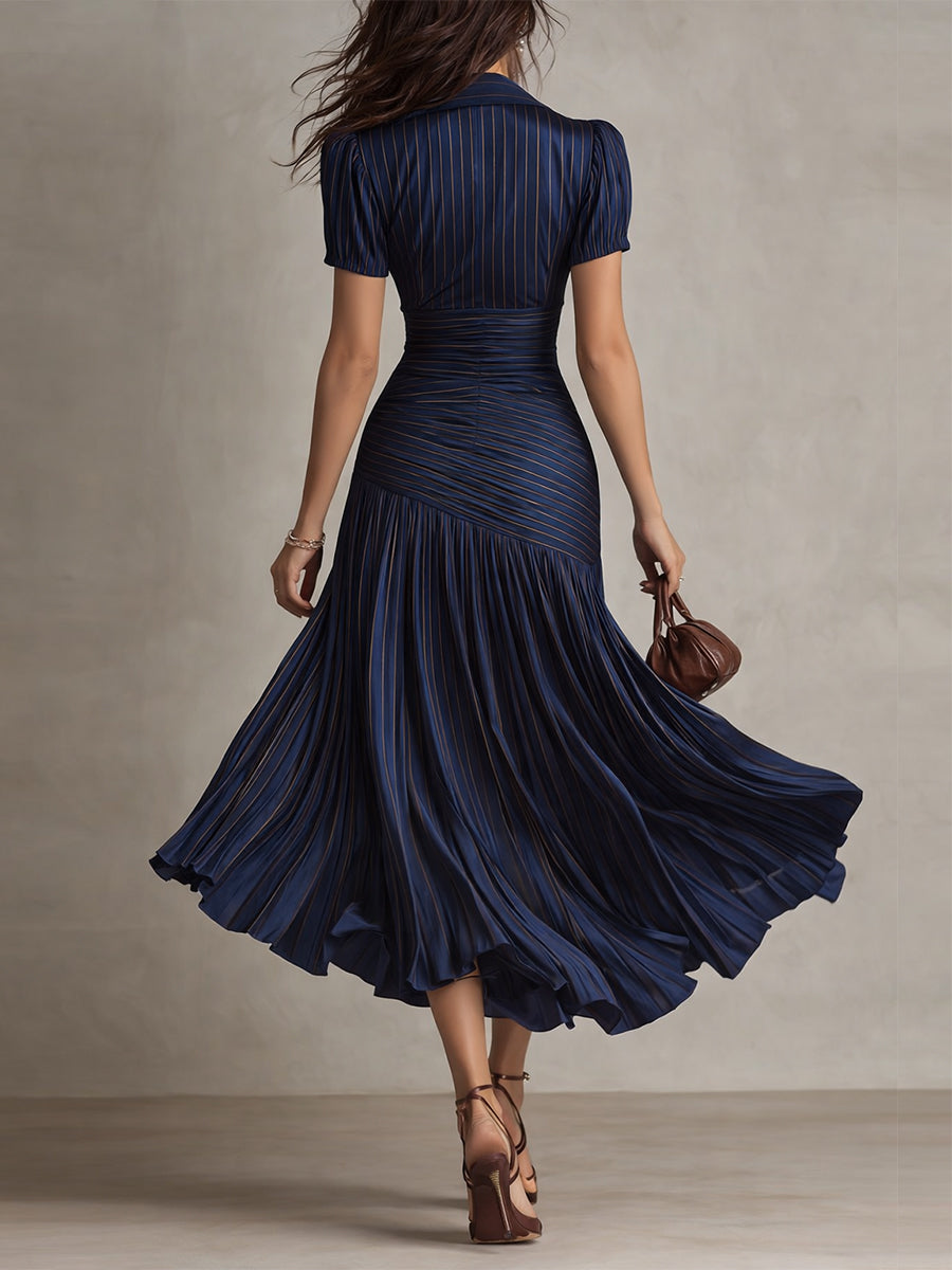 Striped Satin Midi Dress | Adriana