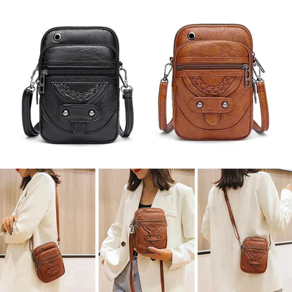 Genuine Leather Shoulder Bag for Women – Compact Vintage Crossbody Bag