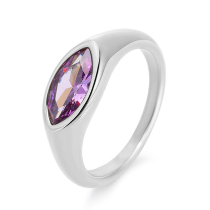 Majestic Contour Ring – Platinum Plated Marquise Dome Statement Ring