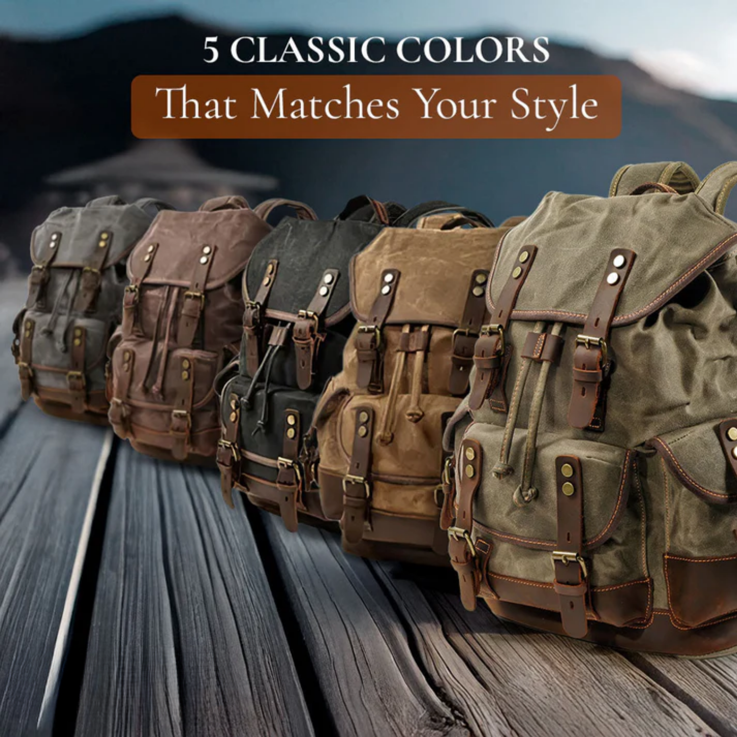 Waxed Canvas & Genuine Leather Hiking Backpack – 18L Rucksack | John