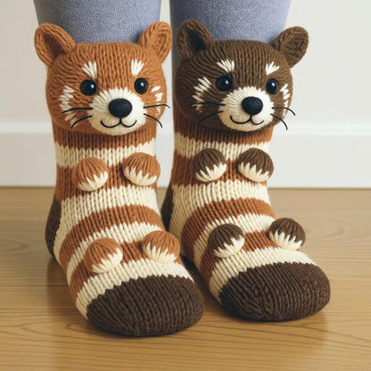 Fun 3D Animal Cosy Socks – Non-Slip Sole, One Size
